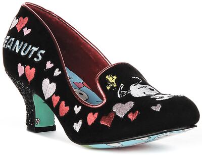 IRREGULAR CHOICE Snoopy Feuerstellen Gepunktet Mid Damen Absatz Schwarz Multi UK