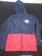 Champion Jacket Youth Medium Windbreaker Full Zip M Red Blue Pockets