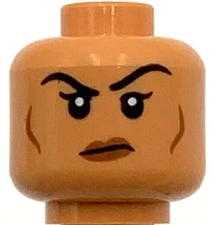 Lego New Nougat Minifigure Head Dual Sided Female Black Eyebrows Female Winking