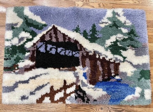 Vintage Snowy Bridge Carpet Tapestry Winter BLN