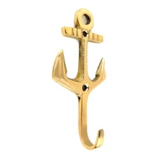 Anchor Navy Wall Hook Solid Brass Key Towel Coat Hanger Nautical Decor 4 1/4 in