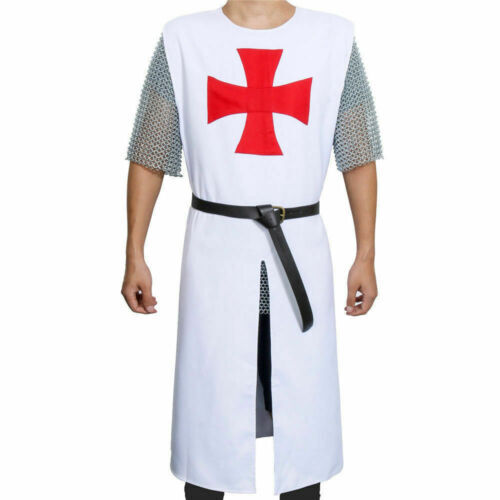 MEDIEVAL RED TEMPLAR Tunic Surcoat Crusader Sleeveless Renaissance LARP - Picture 5 of 14