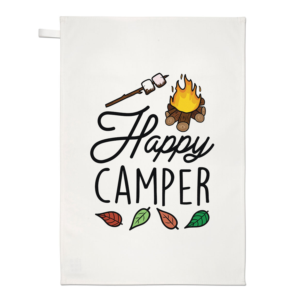Happy Camper Tea Towel Festival Tent Dad Fathers Day Kids Funny Camping