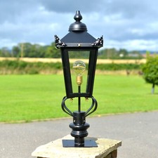 Black Victorian Lantern & Pillar Post - 83cm