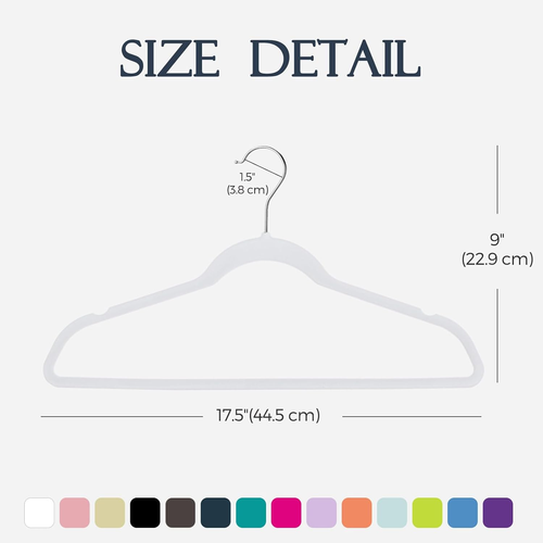 White Velvet Hangers 60 Pack, Non Slip Clothes Felt Hanger Heavy Duty for Coat, - Picture 7 of 12