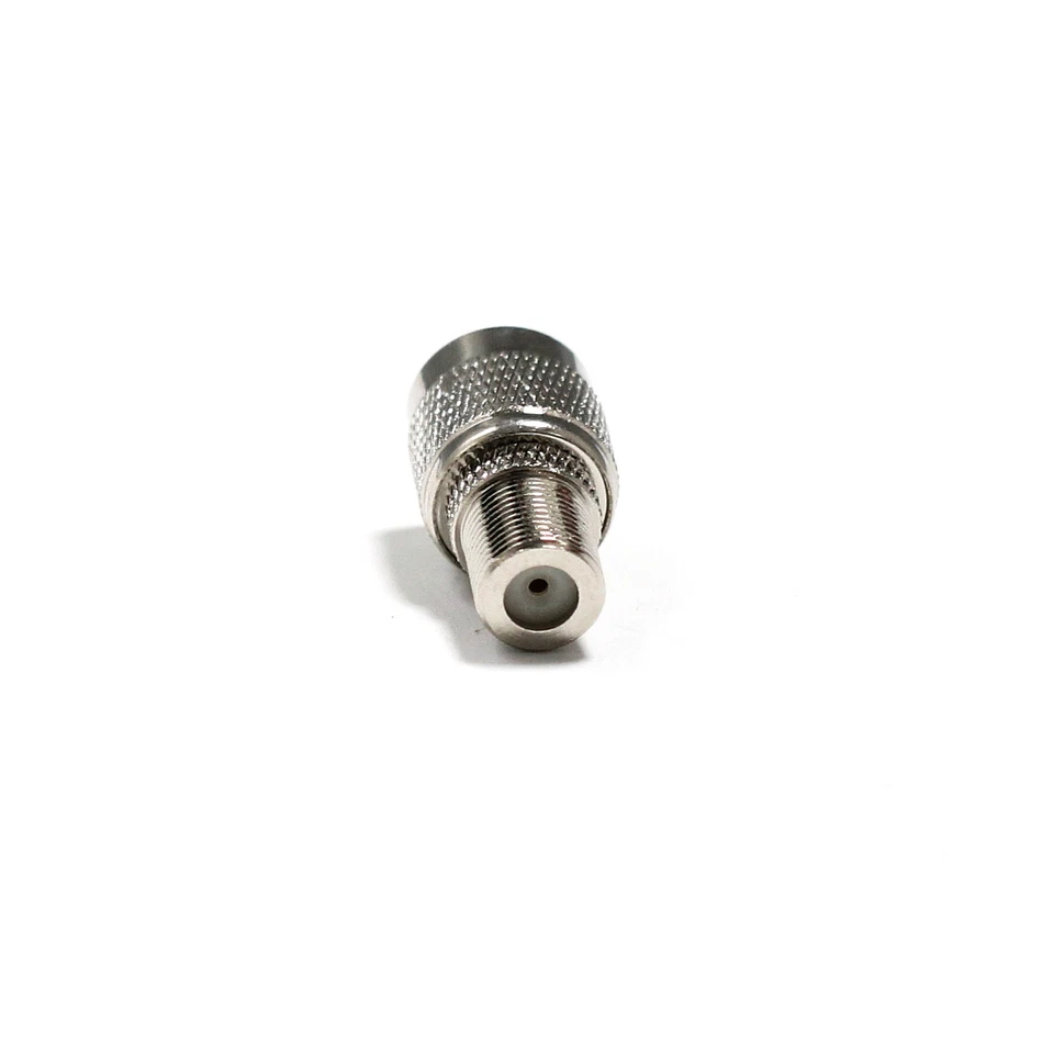 TNC male plug to F female jack RF coax connector adapter straight NEW nickel - Image 3 of 4