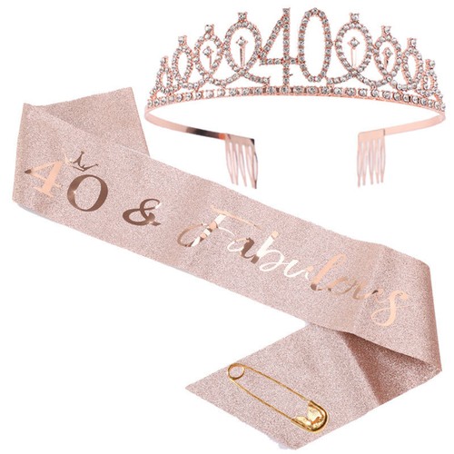 10/13/15/16/18/21/30/40th Birthday Crown Sash Set Girls Birthday Tiara Gifts Hot - Picture 12 of 12