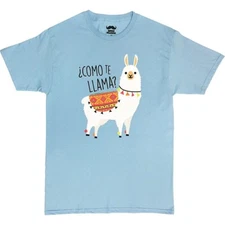Llama T Shirt Blue Cinco de Mayo Party Halloween Festive Mexican Fun Unisex S/M