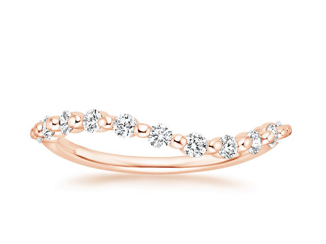 Floating Shared Prong Set Diamonds In 10K Rose Gold