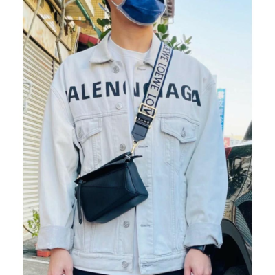 LOEWE Anagram Shoulder Strap Canvas Leather Black | eBay