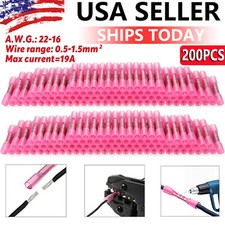 200PCS 22-16 AWG Heat Shrink Butt Wire Splice Connectors Seal Crimp Terminals US