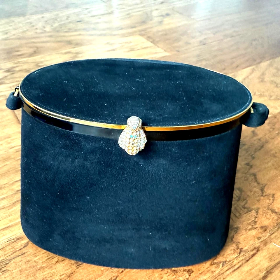 Bolso de mano vintage de gamuza negra Biene-Davis de la década de 1940 cartera noche cóctel fiesta Foto 2 de 4