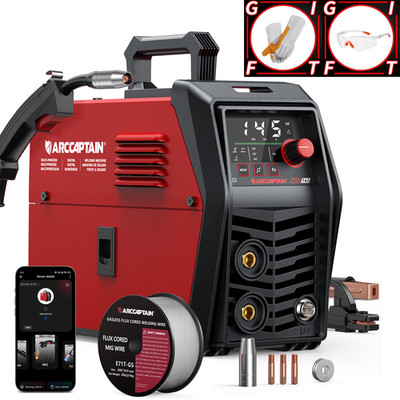 ARCCAPTAIN iControl 145A Pro MIG Welder 3-in-1 Flux Core/Lift Tig/Stick Welding
