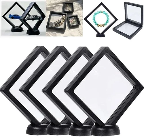 3D Floating Display Case,Clear Film Jewelry Storage Box, Coin Display Case Frame