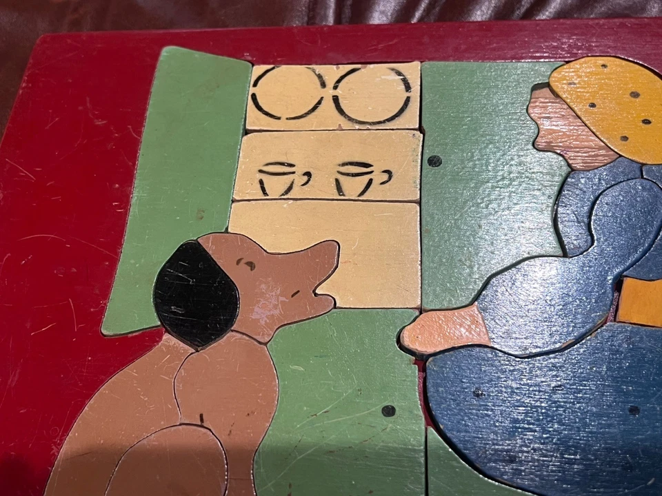 Rompecabezas de madera vintage Judy Toys primavera vieja madre Hubbard fue al armario Foto 4 de 4