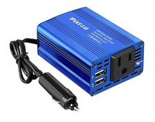 150W Car Power Inverter, DC 12V to 110V AC Converter, 3.1A Dual USB, Blue