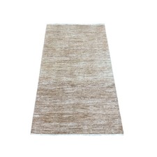 2'10"x4'9" Beaver Brown Plain Solid Pattern Hand Knotted Ghazni Wool Rug 22957