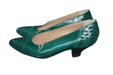 Vintage Maud Frizon Turqouise Green Patent Leather Kitten Heel Pumps Women Sz 6