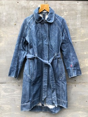 RAR Vintage LEVIS Damen ENGINEERED JEANS Long Denim JACKE Mantel (Größe S)