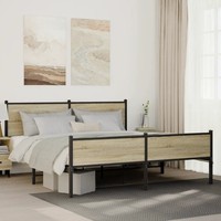 Metallbett Sonoma-Eiche 180X200 Cm Ohne Matratze