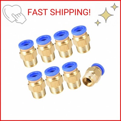 uxcell Straight Pneumatic Push to Quick Connect Fittings 1/4NPT Male x 8mm Tube