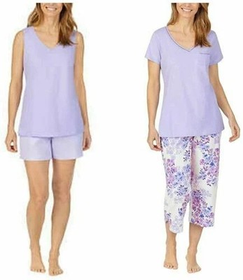 Carole Hochman Women's Piece Purple and Floral Pajama Set