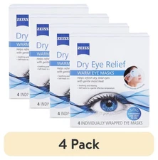 (4 pack) ZEISS Dry Eye Relief Warm Compress Heated Eye Masks, 4 Pack