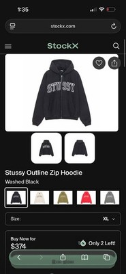 Stussy Outline Zip Hoodie (Washed Black) | eBay