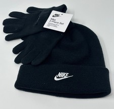 Nike KIDS Cuff Beanie Hat Gloves 2 Piece Set - Black Size 4/7, New with tags