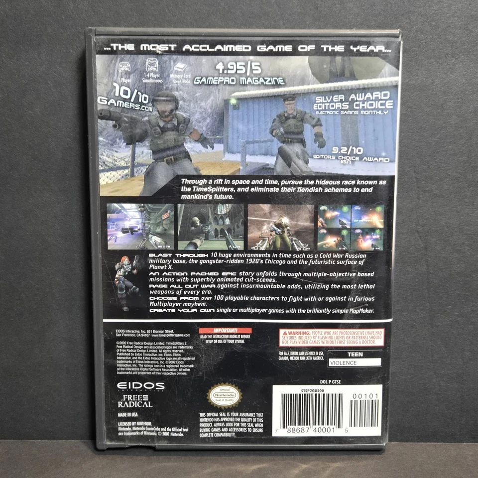 Time Splitters 2 (Nintendo Gamecube) TESTED! CIB Complete - Image 3 of 4