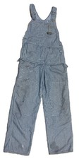 Vintage Sears Blue Hickory Pinstripe Carpenter Bib Overalls Workwear DISTRESSED