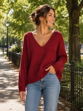 Studio M Women s L Burgundy Lightweight Angor...