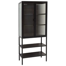 osoltus Vitrine Schrank Riffelglas Stahl cube schwarz Industrial 146x60cm