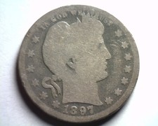 1897-O BARBER QUARTER DOLLAR GOOD G NICE ORIGINAL COIN BOBS COINS FAST SHIPMENT