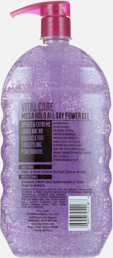 Gel capilar Vitalcare Mega Hold All Day Power, 40 OZ control de frizz sin alcohol Foto 2 de 4