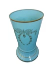 Large Antique Opaline Glass Vase / Color Tiffany Blue / 11" by 6"