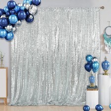 Sequin Backdrop 6x8 FT Silver Curtain Background Wedding Party Christmas Decor