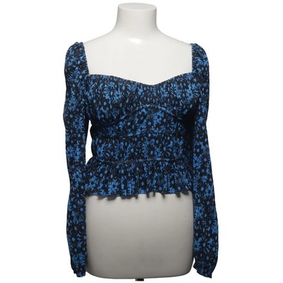 Zara, Top, Größe: S, Blau/Schwarz/Mehrfarbig, Polyester, Blumen, Damen #wOZ