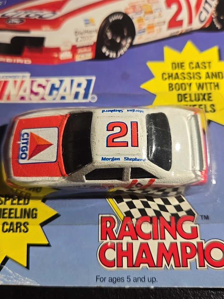 RACING CHAMPIONS #21 MORGAN SHEPARD WHITE/RED  CITGO WOOD BROS. FORD THUNDERBIRD - Image 3 of 3