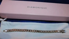 Diamonique Emerald Cut Tennis Bracelet, Sterling Silver CZ, 7-1/4" In Orig Box