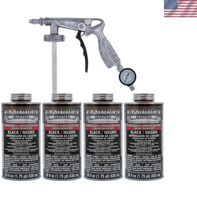Barrier Bond - Rubberized Undercoating Sound Deadener Kit, 28oz 4-Pack, Black...