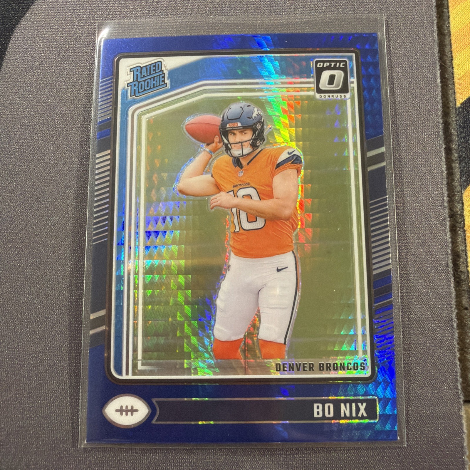 2024 Panini Donruss Optic - Rated Rookie Bo Nix #209 Blue Hyper Prizm (RC)