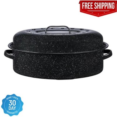 Granite Ware 18'' Covered Oval Roaster, 15 Pound Capacity, Roasting Pan