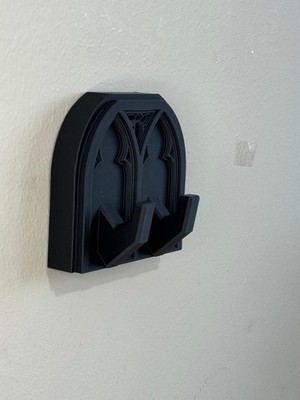 Schwarzer Gothic Wandhänger - Dark Academia Mantel & Taschenhaken - Dom Bogen Deko