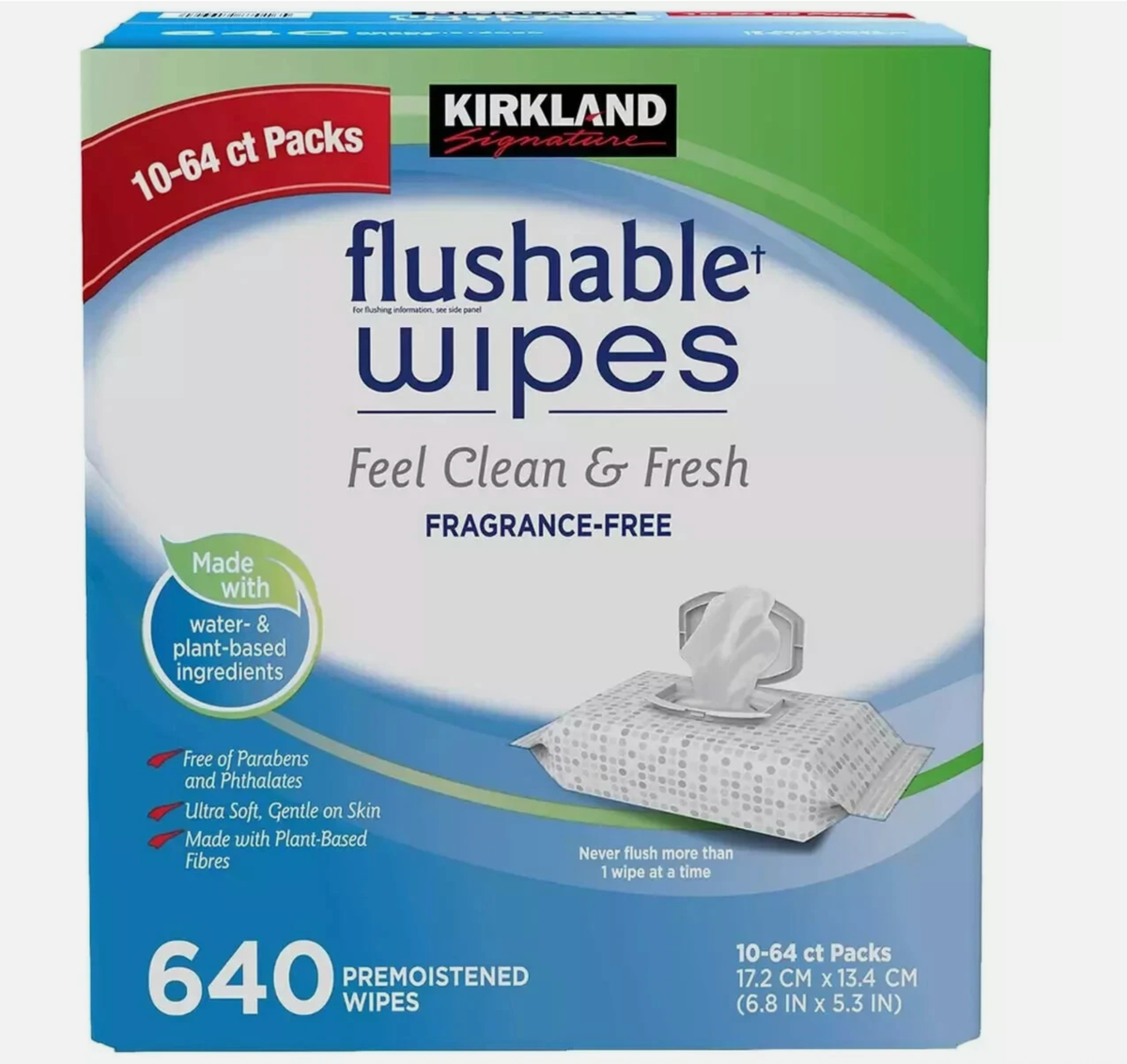 Kirkland Signature Flushable Wipes 640 Count Wet Moist Ultra Soft Towelettes