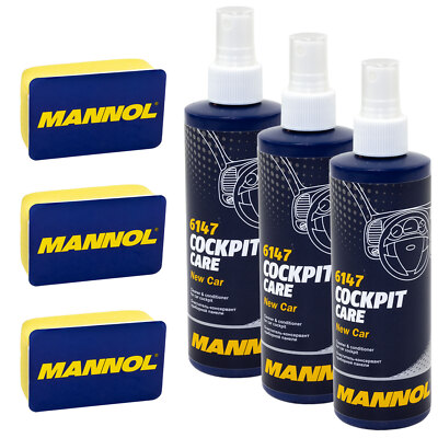 Cockpitpflege inkl. Auftrageschwamm Cockpit Pflege New Car MANNOL 6147 3x 250 ml