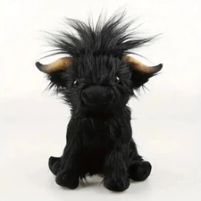 Highland Cow Black 12 Inch Stuffed Animal Plush Toys Toddler Kids Fluffy Dolls