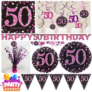 Pink Sparkling Celebration 50th Birthday Party Tableware