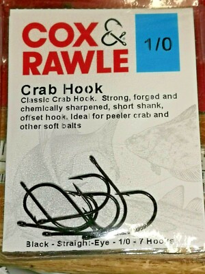 Cox & Rawle Crab Hook Size 1/0 Baits Lug chemisch geschärft Meer ANGELN SCHARF