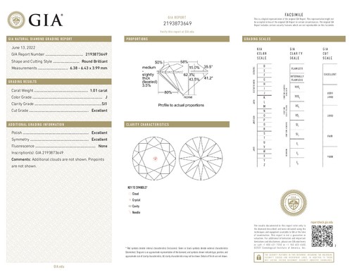 Runder Diamant Verlobungsring 14k Bicolor Gold (1,01 Ct J Si1 Reinheit) GIA - Bild 3 von 4